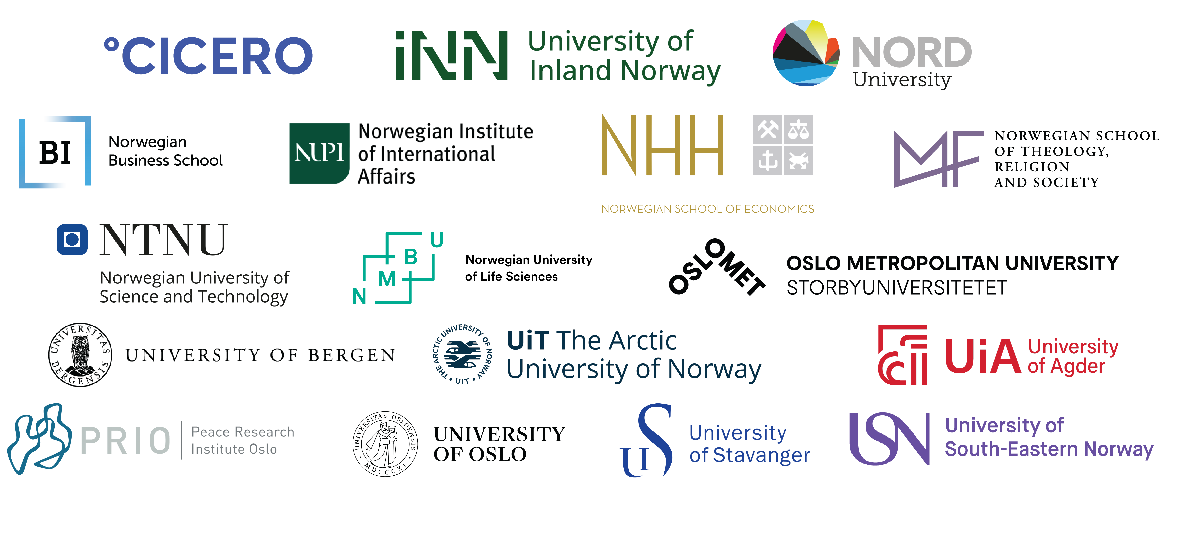 All logos of CAS' partner institutions in Norway.