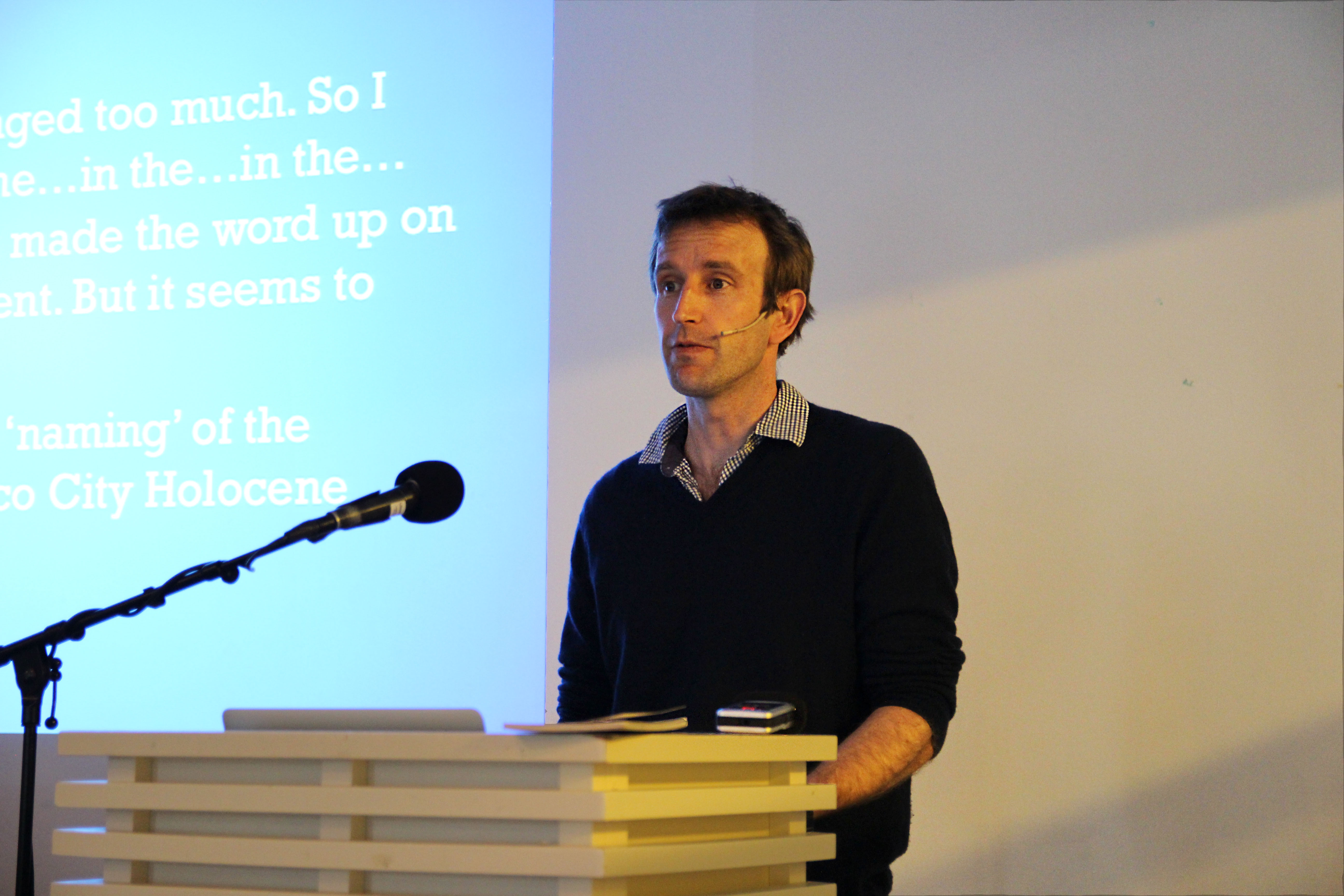 Robert Macfarlane during his talk at Litteraturhuset in Oslo on April 6, 2017