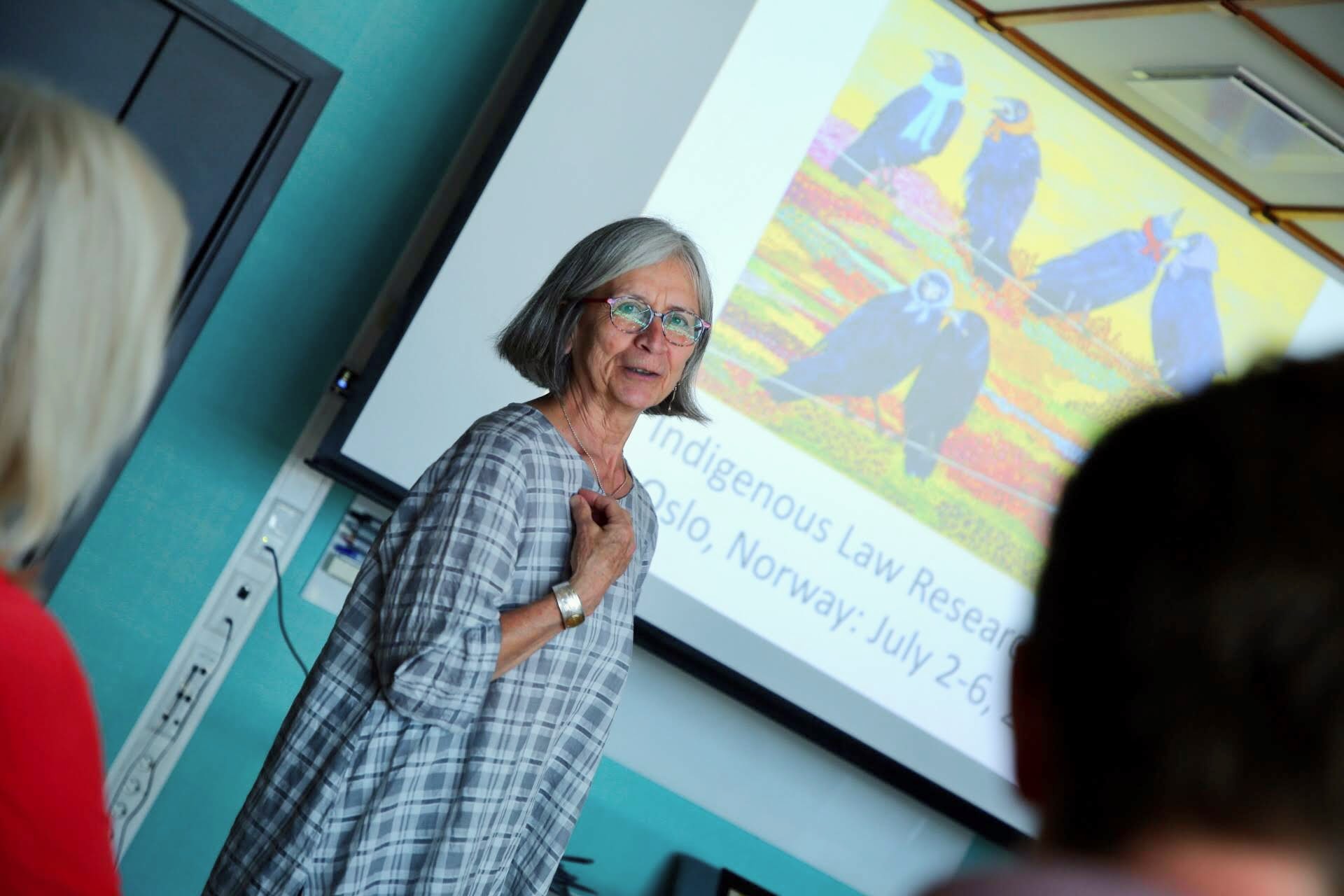 Val Napoleon, a faculty member at the University of Victoria, speaks during the 2018 YoungCAS project 'Workshop on Indigenous Law and Methodology. Photo: Carl F. Straumsheim
