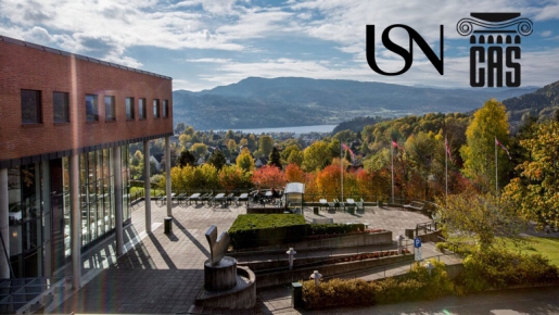 USN campus Notodden with logos