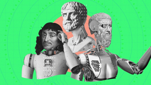 AI and the greatest philosophers. Illustration: Nadia Méndez.